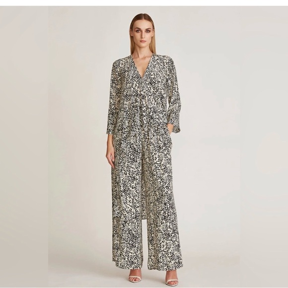 Silk Halston Heritage Monochrome Patterned pant suit Elena Abstract print